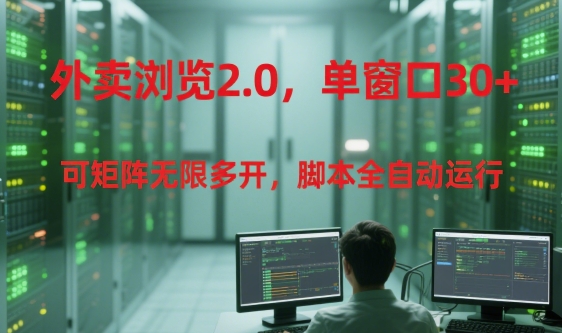 外卖浏览2.0，单窗口30+可矩阵无限多开，脚本全自动运行【揭秘】-旺仔资源库