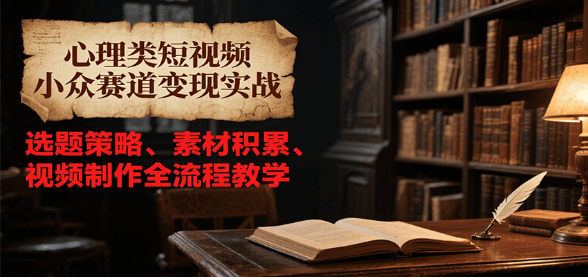 心理类短视频小众赛道变现实战，选题策略、素材积累、视频制作全流程教学-旺仔资源库