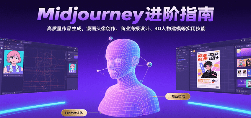 Midjourney进阶指南：高质量作品生成，漫画头像创作、商业海报设计、3D人物建模等-旺仔资源库