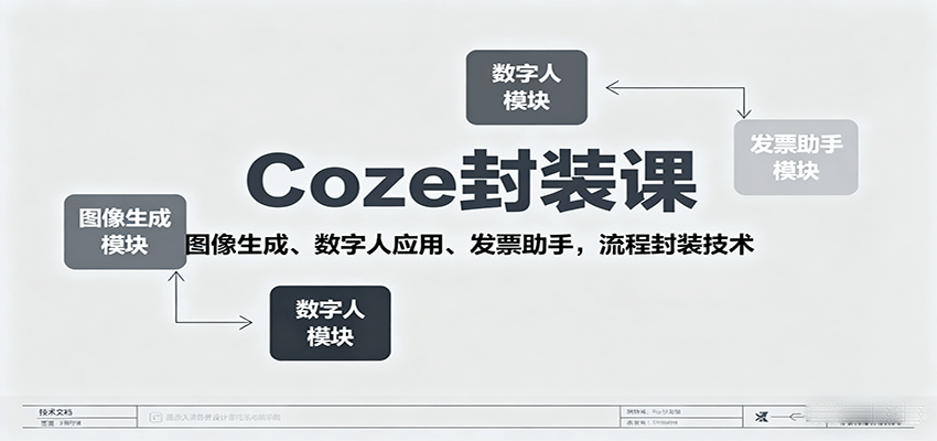 Coze封装课，图像生成、数字人应用、发票助手，流程封装技术-旺仔资源库