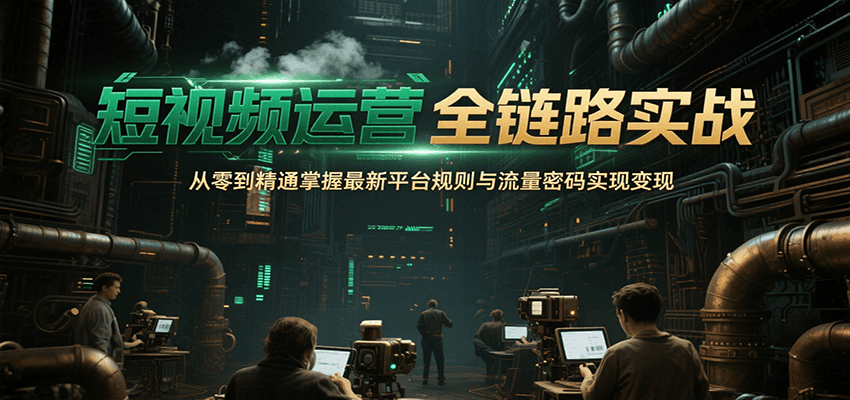 短视频运营全链路实战，从零到精通掌握最新平台规则与流量密码实现变现-旺仔资源库