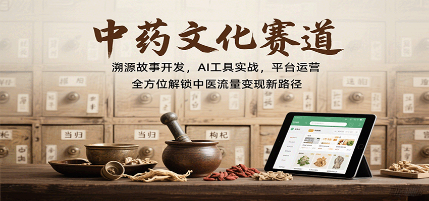 中药文化赛道：溯源故事开发，AI工具实战，平台运营，全方位解锁中医流量变现新路径-旺仔资源库