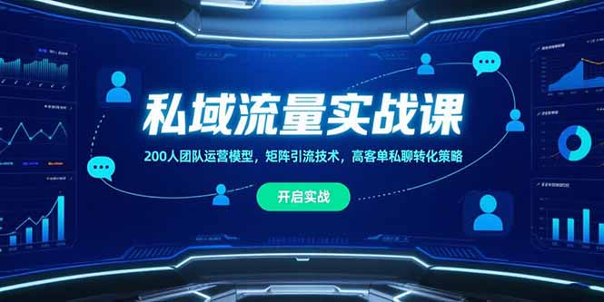 私域流量实战课，200人团队运营模型，矩阵引流技术，高客单私聊转化策略-旺仔资源库