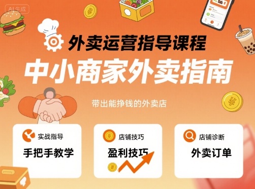外卖运营指导课程，中小商家外卖指南，手把手带出能挣钱的外卖店-旺仔资源库