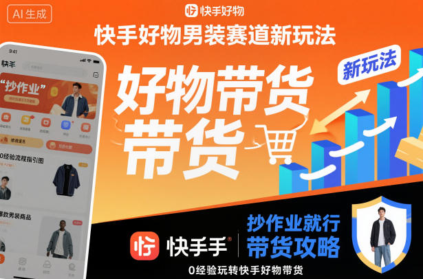 快手好物男装赛道新玩法，抄作业就行，0经验玩转快手好物带货-旺仔资源库