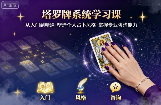塔罗牌系统学习课，助你从入门到精通，塑造个人占卜风格，掌握专业咨询能力-旺仔资源库