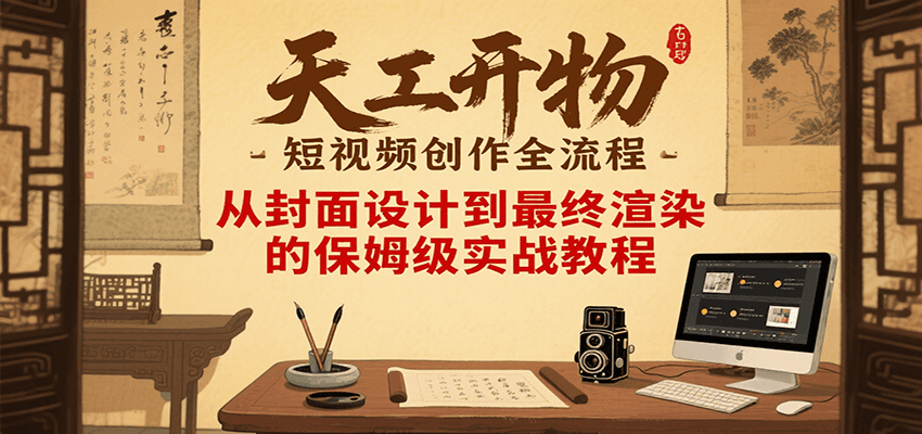 天工开物短视频创作全流程，从封面设计到最终渲染的保姆级实战教程-旺仔资源库