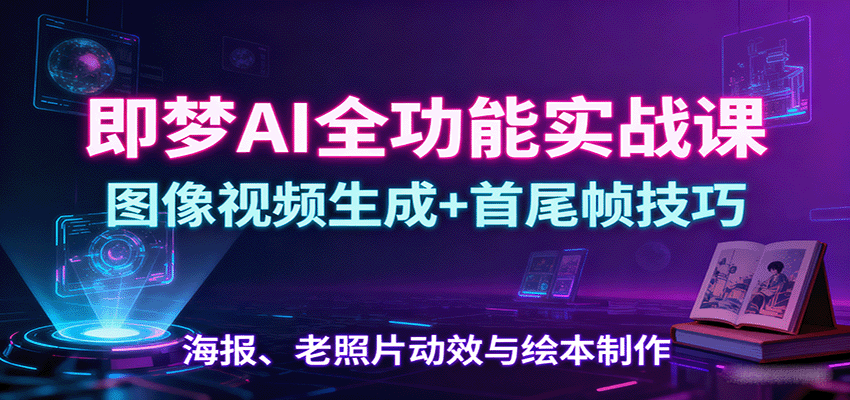 即梦AI全功能实战课：图像视频生成+首尾帧技巧，海报、老照片动效与绘本制作-旺仔资源库