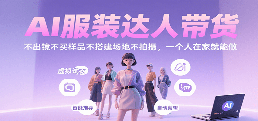 AI服装达人带货，不出镜不买样品不搭建场地不拍摄，一个人在家就能做-旺仔资源库