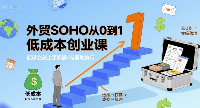 外贸SOHO从0到1低成本创业课，能够立刻上手实操与落地执行-旺仔资源库