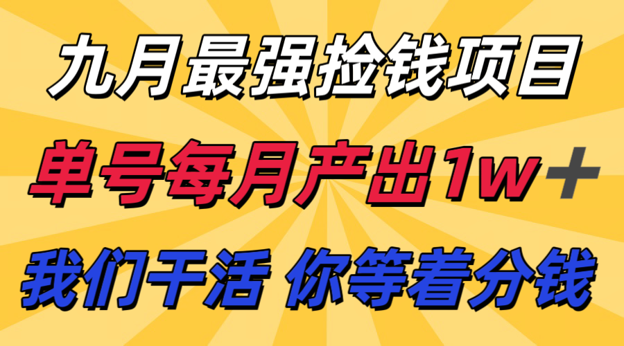 九月最强捡钱项目！ 支付宝分成代运营，我们干活，你分钱！单号月产1w+-旺仔资源库