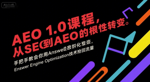 AEO 1.0 课程,从SEO到AE0的基命性转变,手把手教会你用AnswerEngineOptimization技术抢回流量-旺仔资源库