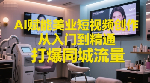 AI赋能美业短视频创作，从入门到精通，打爆同城流量，超级AI工具短视频实操落地-旺仔资源库