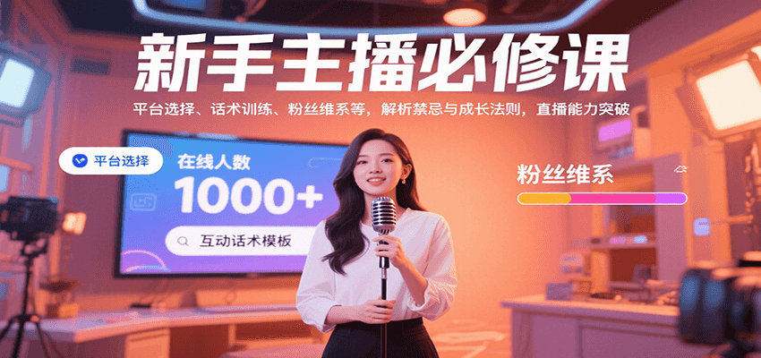 新手主播必修课：平台选择、话术训练、粉丝维系等，解析禁忌与成长法则，突破直播能力-旺仔资源库