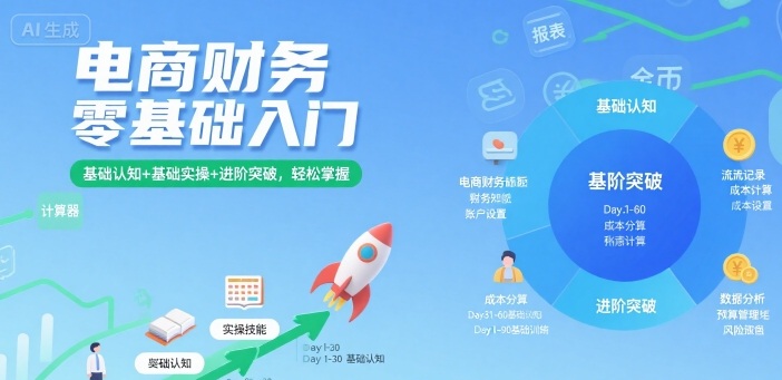 电商财务零基础入门，基础认知+基础实操+进阶突破，轻松掌握-旺仔资源库