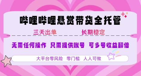 2025年B站风口带货项目 仅需提供账号 全程托管 轻松月入1w+-旺仔资源库