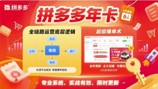 拼多多年卡，拼多多全链路运营底层逻辑，超级爆单术【更新10月】-旺仔资源库