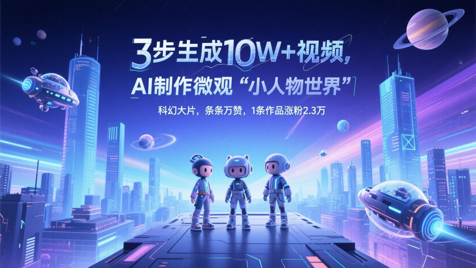 三步生成10W+视频，AI制作微观“小人物世界”科幻大片，条条万赞，1条作品涨粉2.3万-旺仔资源库