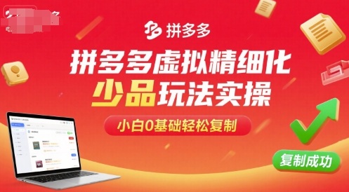 拼多多虚拟精细化少品玩法实操,小白0基础轻松复制-旺仔资源库