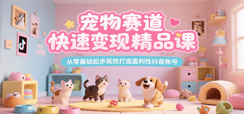 宠物赛道快速变现精品课，从零基础起步高效打造盈利性抖音账号-旺仔资源库