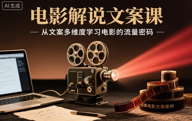 电影解说文案课，从文案多维度学习电影的流量密码-旺仔资源库