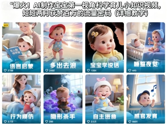 爆火！AI制作宝宝第一视角科学育儿小知识视频，短短两月获赞百万的流量密码(详细教学)-旺仔资源库