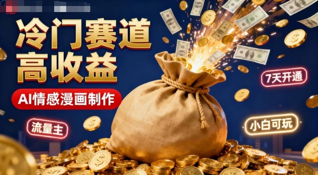 公众号冷门赛道，用AI做情感漫画，7天开通流量主，操作简单，小白可玩-旺仔资源库