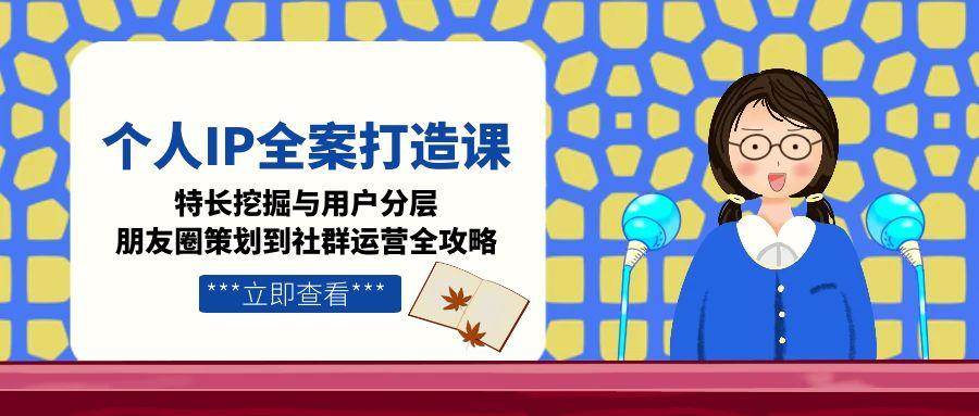 个人IP全案打造课，特长挖掘与用户分层，朋友圈策划到社群运营全攻略-旺仔资源库