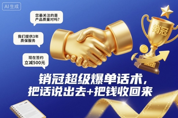 销冠超级爆单话术,把话说出去+把钱收回来-旺仔资源库