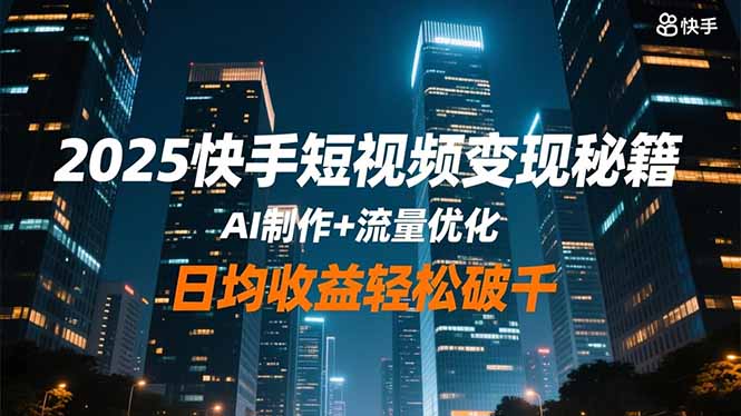 2025快手短视频变现秘籍，AI制作+流量优化，日均收益轻松破千-旺仔资源库