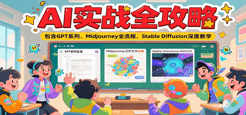 AI实战全攻略,包含GPT系列、Midjourney全流程、Stable Diffusion深度教学-旺仔资源库