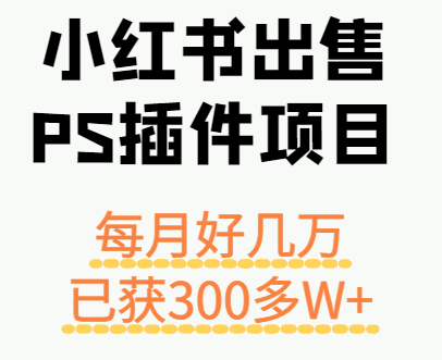 小红书出售PS插件项目，每月都收入好几万，长期操作已获利300多W+-旺仔资源库