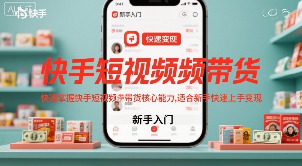 快手短视频带货，快速掌握快手短视频带货核心能力，适合新手快速上手变现-旺仔资源库