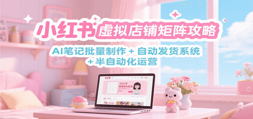 小红书虚拟店铺矩阵攻略：AI笔记批量制作 + 自动发货系统 + 半自动化运营-旺仔资源库