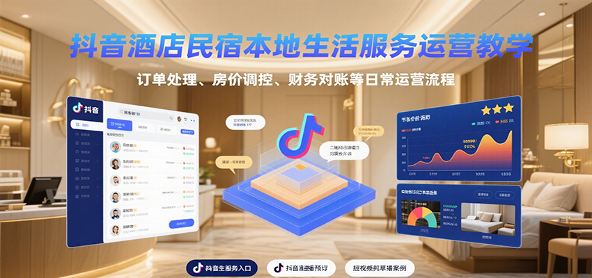 抖音酒店民宿本地生活服务运营教学，订单处理、房价调控、财务对账等日常运营流程-旺仔资源库