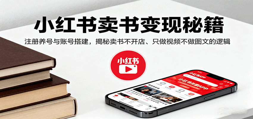 小红书卖书变现秘籍，注册养号与账号搭建，揭秘卖书不开店、只做视频不做图文的逻辑-旺仔资源库