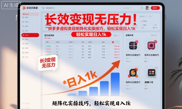 长效变现无压力！拼多多虚拟类目矩阵化实操技巧，轻松实现日入1k【揭秘】-旺仔资源库