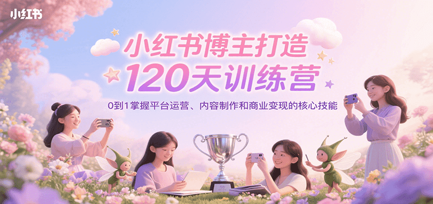 小红书博主打造120天训练营，0到1掌握平台运营、内容制作和商业变现-旺仔资源库
