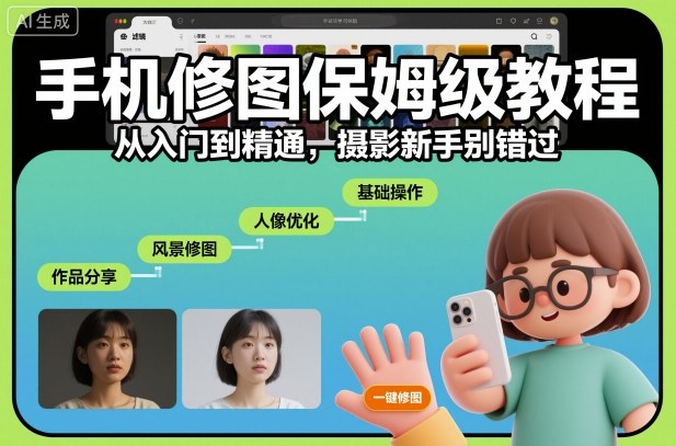 手机修图保姆级教程,从入门到精通,摄影新手别错过-旺仔资源库