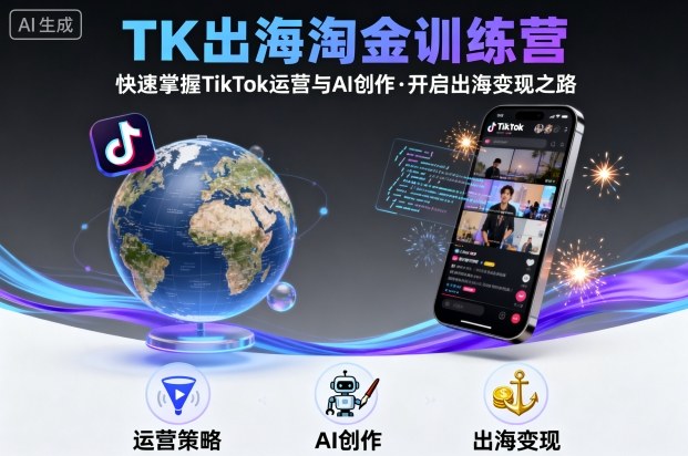 TK出海淘金训练营，助你快速掌握TikTok运营与AI创作，开启出海变现之路-旺仔资源库