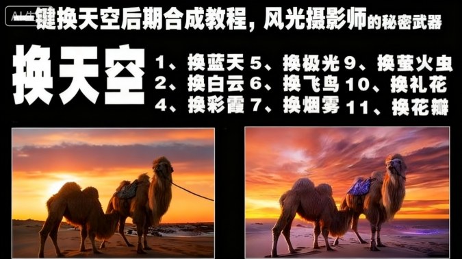 一键换天空后期合成教程，风光摄影师的秘密武器-旺仔资源库