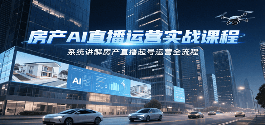 房产AI直播运营实战课程，系统讲解房产直播起号运营全流程-旺仔资源库