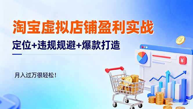 淘宝虚拟店铺盈利实战：定位+违规规避+爆款打造，月入过万很轻松！-旺仔资源库