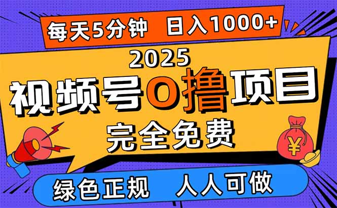 2025视频号0撸项目，5分钟一个号，日入1000+，人人可做-旺仔资源库