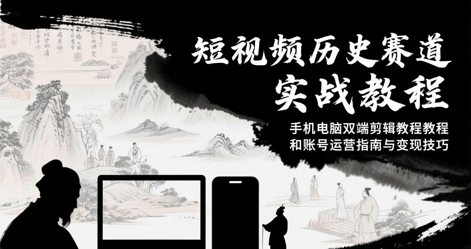 短视频历史赛道实战教程，手机电脑双端剪辑教程和账号运营指南与变现技巧-旺仔资源库