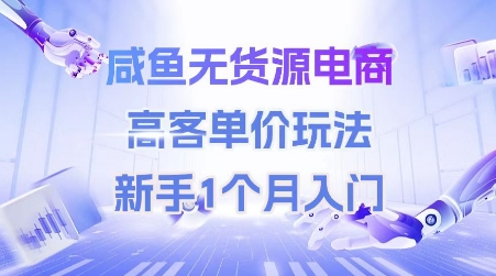 咸鱼无货源电商，高客单价玩法，新手1个月入门-旺仔资源库
