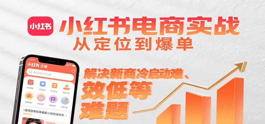 小红书电商实战，从定位到爆单解决新商冷启动难、变现效率低等难题-旺仔资源库