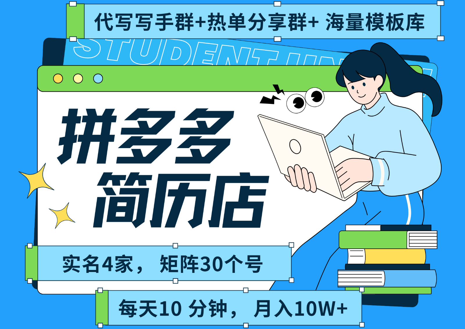 拼多多电商 拼多多 虚拟资料 简历 海报代写 全SOP流程 毫无保留分享(含后端资料)-旺仔资源库