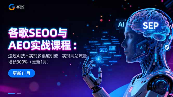 谷歌SEO与AEO实战课程:通过AI技术实现多渠道引流,实现网站流量增长300%-旺仔资源库