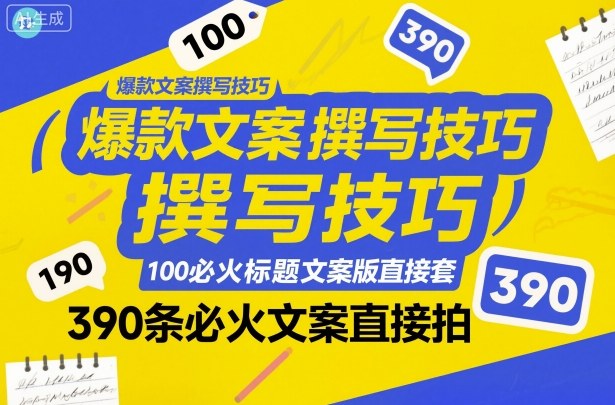 爆款文案撰写技巧，100个必火标题文案模版直接套，390条必火文案直接拍-旺仔资源库